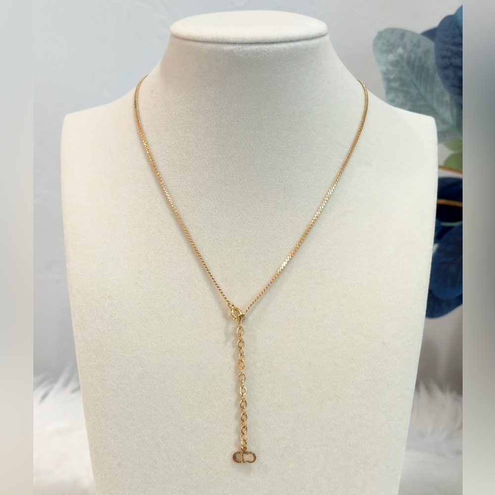 Christian Dior Crystal CD Logo Necklace - Picture 7 of 10